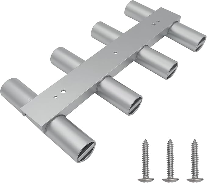 ISURE MARINE Aluminum Fishing Boat Rod Holder, 4 Link Tube Aluminum Rod Rack, Wall-Mounted Fishing Rod Holders,Tubes Linked Fishing Rod Rack for Garage Boats & Yacht