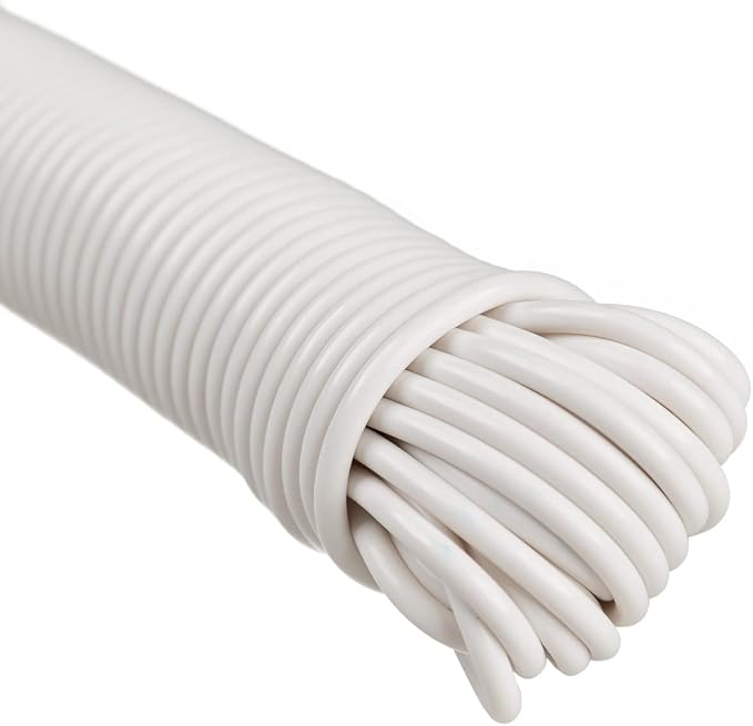 West Coast Paracord’s Plastic Coated Clothesline – Synthetic Fiber Core – All Purpose Laundry Line Dryer Rope – Strong and Durable – Crafting and DIY Projects- (5/32 Inch, 50 FT) White