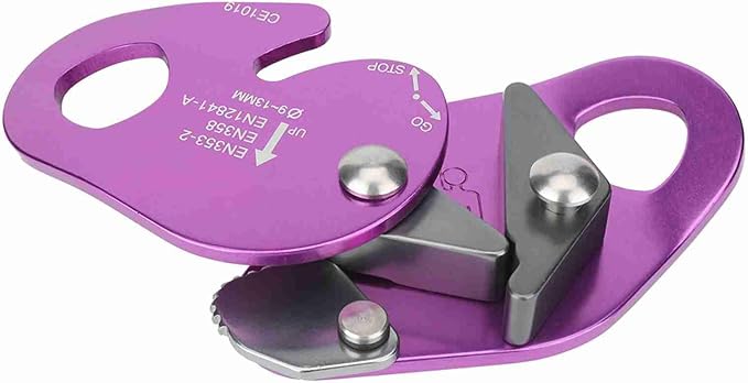 Dioche Descending Device, Climbing Stop Descender Self Braking Stop Descender Climbing Rope Grab Rope Descender for 9-13mm Rope Clamp Grab Rappel Ring Climbing Gear