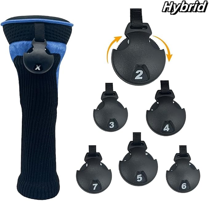 Golf Club Head Covers for Woods 3/4/5/6 Pieces Long Neck Mesh Sports Golf Club Headcovers Set with Interchangeable No. Tags 3 4 5 6 7 X Golf Accessories for Men Women
