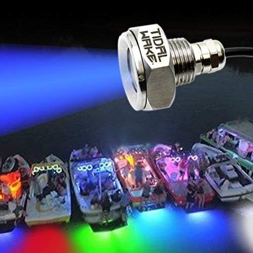 Tidal Wake IP68 LED Underwater Boat Drain Plug Light, Fits 1/2" NPT Threaded Drain, No Holes to Drill! Ultra-Bright Underwater Marine Lighting in Minutes! for Cruising, Fishing, Swimming (Green)