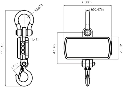VisionTechShop Digital Crane Scale, VTS-CD 2000lb 1000kg Heavy Duty Compact Hanging Scale Touch Key LCD Display for Farm Factory