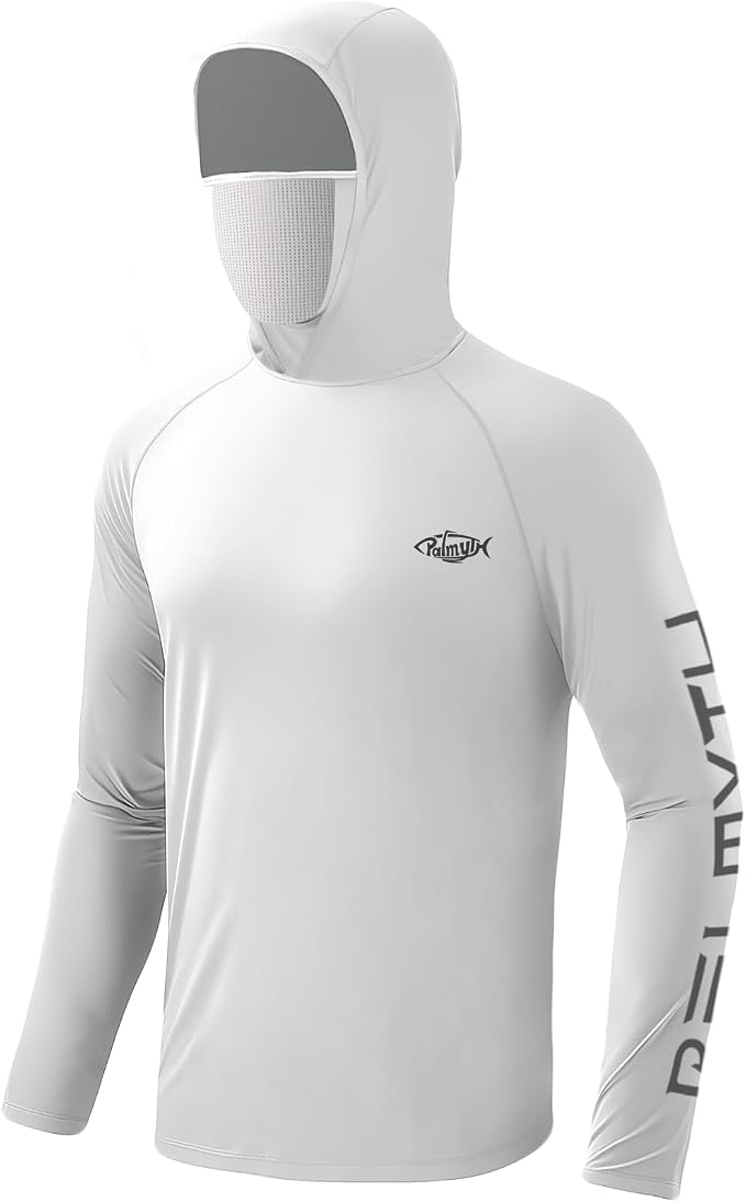 Palmyth Men's Fishing Hoodie Shirt UPF 50+ Quick-Dry Breathable Long Sleeve | Long Sleeve Fishing Shirt, UPF 50+ Sun Protection, Quick-Dry Fabric, Breathable Mesh Back, Built-in Face Mask, 4-way Stretch