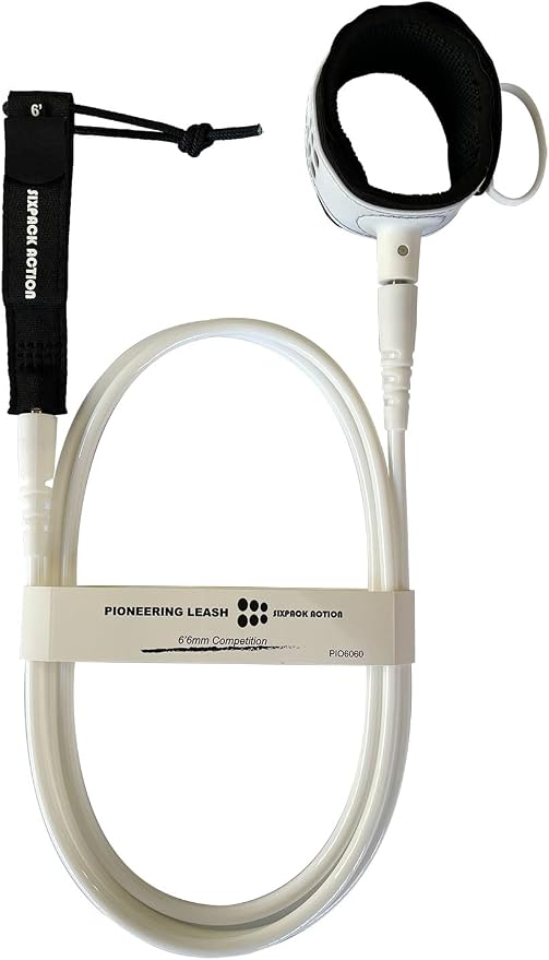 SIXPACK ACTION Pioneering Surf Leash, 5ft/6ft/7ft/8ft/9ft Comp Pro Surfboard Leash with 360-Degree Integral Molding Cuff Providing Maximum Durability, Flexibility and Comfort
