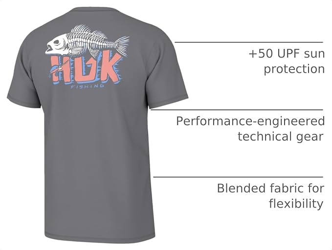 HUK Mens Fishing Graphic Tee, Performance Short Sleeve, Quick-Dry