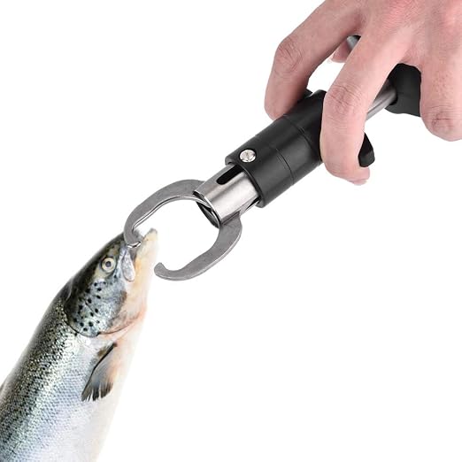 3 in 1 Digital Fish Grip Scale,25kg/55lb Fish Lip Grabber Fish Lip Grip with 1M Tape Measure ?¨º?¡ìBlack)