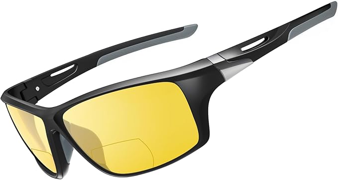 DEHOTRE 2 Pack Bifocal Reading Sunglasses Men Wrap Around Sports Sun Readers Outdoor Clear Top Soft Nose Pads PC Frame UV400