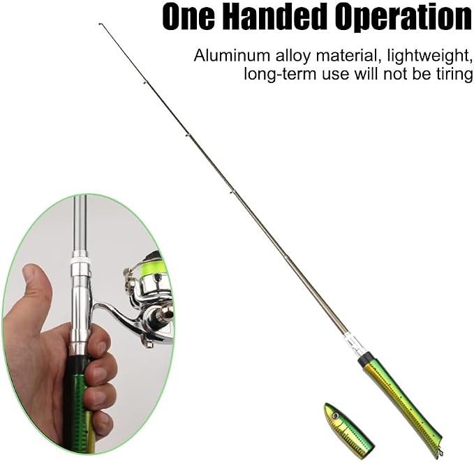 Pocket Fishing Rod, Fish-Shaped Pen Fishing Pole Lightweight Telescopic Fish Rod with Reel & Line for Saltwater Freshwater