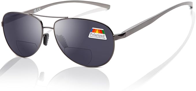 LianSan Premium Aviator Bifocal Reading Sunglasses for Men Women Retro Top Clear Sun Readers UV Protection