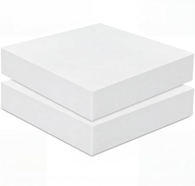 Frienda 2 Pack 4" X 20" X 20"Upholstery High Density Foam Cushion Replacement Square Cut to Size Foam Couch for Chair Couches Padding Shipping Packing DIY Cosplay Projects(White)