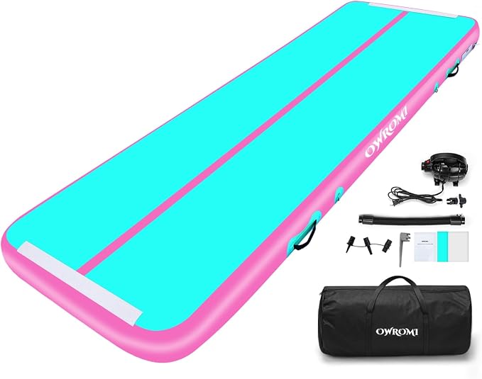 Inflatable Air Gymnastics Mats for Tumbling, 10ft/13ft/16ft/20ft Tumble Track Tumbling Mats for Kids, 4/8 Inches Thick Training Mat with Electric Pump Gymnastics Equipment for Kids Mat