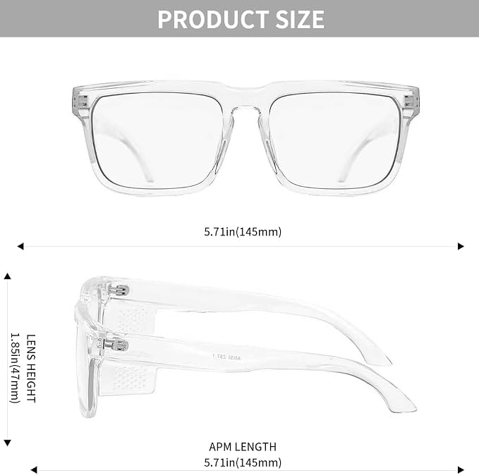 Z87 High-Visibility Construction Anti-Fog Photochromic UV400 Blue Light Blocking Impact Resistant Safety Glasses