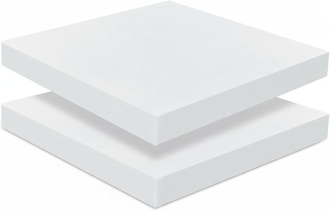 Frienda 2 Pack 2" x 20" x 20"Upholstery High Density Foam Cushion Replacement Square Cut to Size Foam Couch for Chair Couches Padding Shipping Packing DIY Cosplay Projects(White)