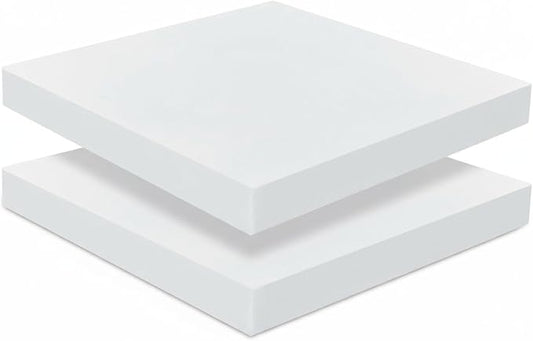 Frienda 2 Pack 2" x 20" x 20"Upholstery High Density Foam Cushion Replacement Square Cut to Size Foam Couch for Chair Couches Padding Shipping Packing DIY Cosplay Projects(White)