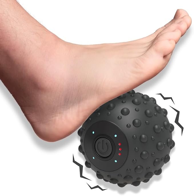 ZeenKind Vibrating Massage Ball Foot Roller Plantar Fasciitis Pain Relief | Portable Foot Roller Massager Foot Arch and Heel Pain Deep Tissue Therapy Muscle Pain Myofascial Release, 4 Vibration Speed