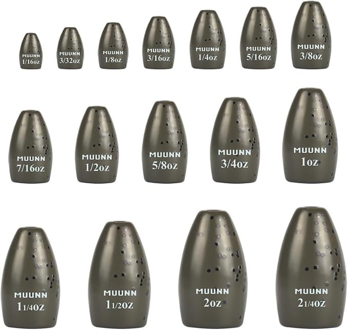 10pcs Tungsten Flipping Weights, More Sensitive Tungsten Fishing Weights Sinker for Bass Fishing, 1/16oz to 2.25 oz