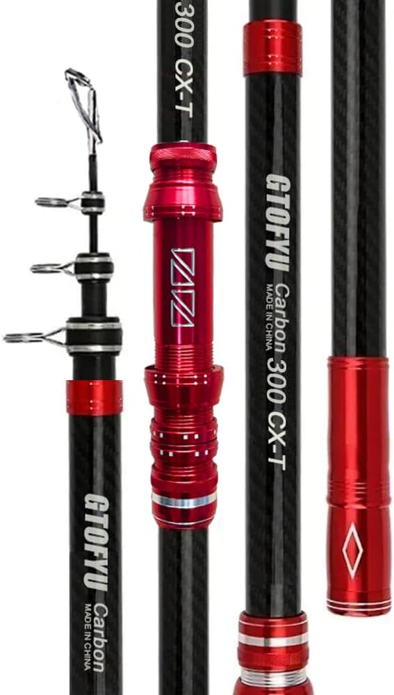 Telescopic Fishing Rod, Carbon Fiber Travel Surf Rod, Spinning Power Lure 2-9Oz, 20-50LB，Medium-Heavy Throwing Surfcasting Baitcasting Pole, Distance Throwing Fishing Rod
