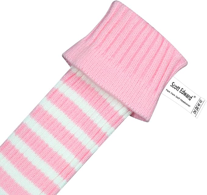 Scott Edward Knit Golf Club Cover with a Pom Set of 5 Head Covers Protect Driver Wood(460cc) 1 Fairway Wood2 and Hybrid/UT2 with Rotating Club Number Tags