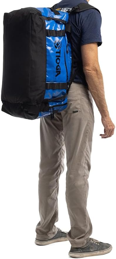 TIOGA Venture Outdoor Duffel Bag with Backpack Straps, Weather Resistant, Rugged Construction, Gear Hauling for Outdoor Adventures, Medium / 50L, Blue