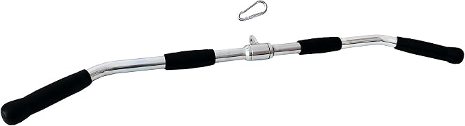 Lat Cable Machine Attachment Curl Pulldown Barbell Revolving Bar, Multi-Exerciser Cable Attachment, Solid Steel Tricep Press Down Bar with Rubber Handgrips & Revolving Hanger