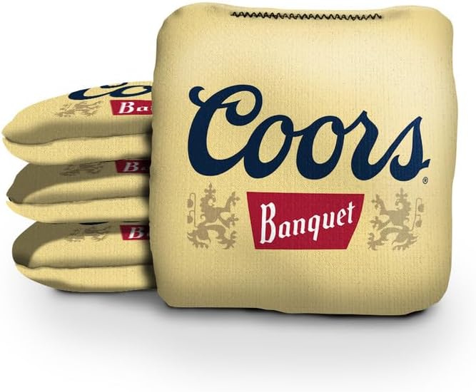 Slick Woody's Official Brand Beer + American Flag Cornhole Bags – Resin-Filled Tournament Performance with Dual Sided Professional Use Fabric- Set of 4