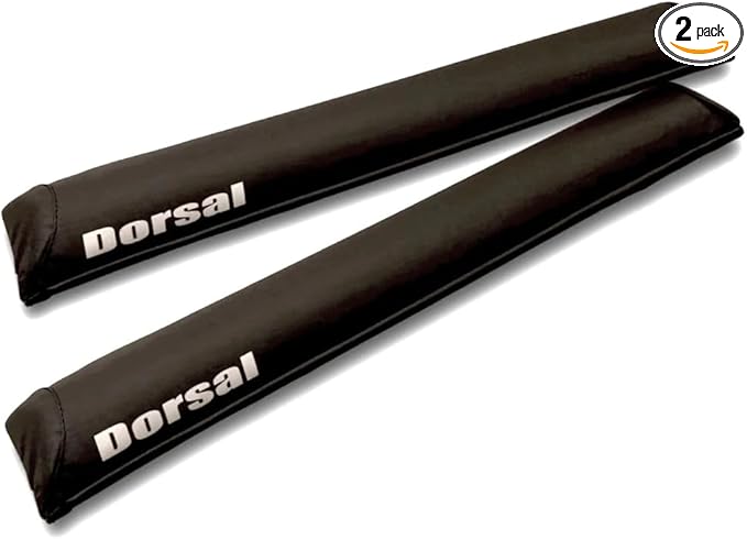 DORSAL Aero Roof Rack Pads - Sunguard (No Fade) for Factory and Wide Crossbars - Pack of 2 for Surfboards Kayaks Sups Snowboards PVC 28" Inch Black