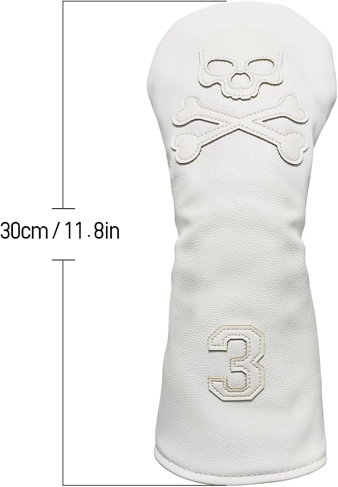 Scott Edward Skull Golf Woods Headcovers Covers for Driver Fairway 1 3 5 H Clubs Set Heads PU Leather Unisex Black Brown