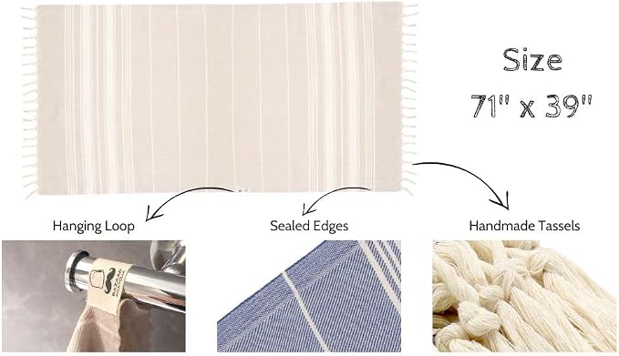 Bazaar Anatolia Turkish Beach Towel – 100% Cotton, Quick Dry, Sand Free Towel for Bathroom, Camping, Travel, Hot Pink – Oversized 71x39 Inches – Stripe Fuscia