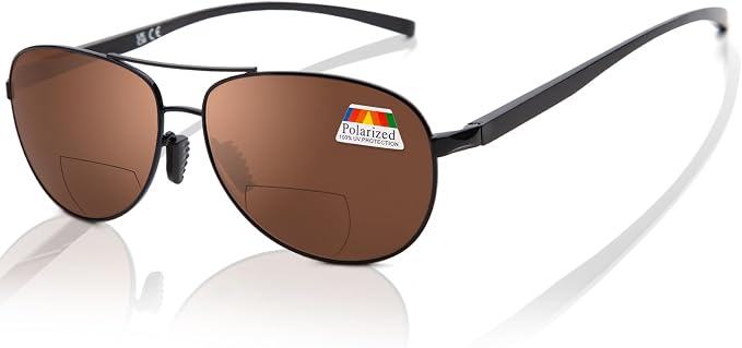 LianSan Premium Aviator Bifocal Reading Sunglasses for Men Women Retro Top Clear Sun Readers UV Protection