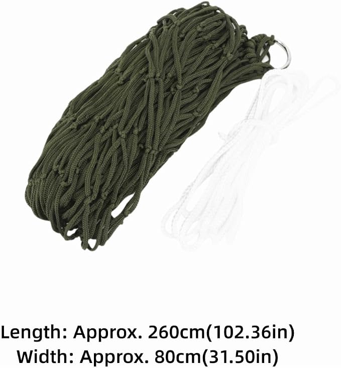 Outdoor Camping Hammock Single Person Breathable Nylon Mesh Net with Rope Lightweight Compact for Hiking Beach Garden Travel(Green)