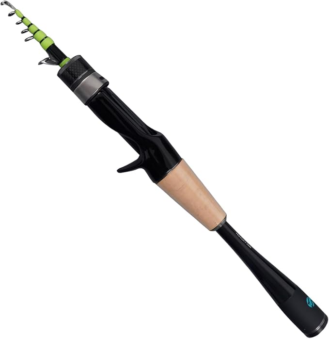 PURELURE Telescopic Fishing Rod Ultralight/Light, Portable Travel Rod 5'9'' | Carbon Fiber Rod Spinning & Casting, FUJI Alconite Ring and Reel Seat, One-Piece Mixed Carbon/4A Cork Handle, Spare Solid Tip