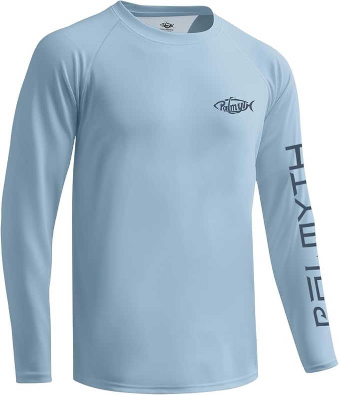 Palmyth Fishing Shirts for Men Long Sleeve UPF 50+ T Shirt Sun Protection | Quick Dry, Sun Protection, Myth-Cool Fabric, Fish Print, Moisture Wicking, Stretchy, Breathable, Fishing,Boating,Outdoor Wear