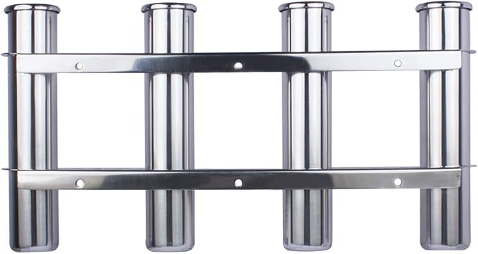 Wall Mounted Fishing Rod Holder for Boat, Stainless Steel 4 Tubes Linked Vertical Fishing Rod Rack for Marine Boat,Fishing Boat, Truck