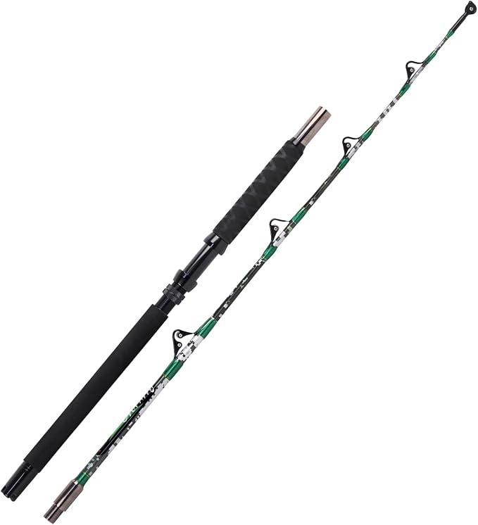 Fiblink 2-Piece Trolling Fishing Rod, Saltwater Roller Rod, Portable Big Game Rod(5’6”/6’/7’)