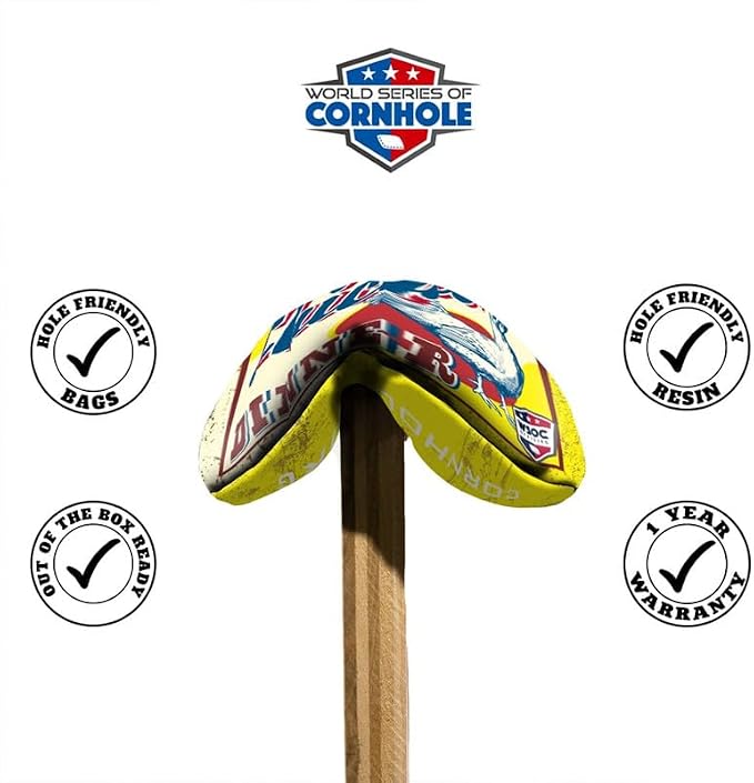 Official Pro Cornhole Bags Set of 8 – Regulation Size & Weight Corn Hole Bean Bags – Patriotic American Flag Inspired Designs – Professional Outdoor Yard Game Accessories