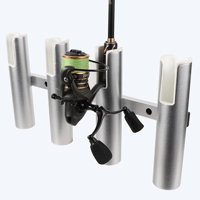 2PCS 4-Tube Aluminum Fishing Rod Holder for Boat, Wall-Mounted Fishing Pole Roof Rod Rack, Surf Fishing Rod Holder for Truck, Boats & Yacht