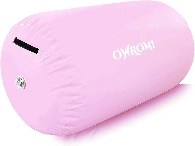 Inflatable Gymnastics Air Mat Tumble Track with Gymnastics Air Barrel - Inflatable Air Spot Tumbler Backbend Trainer Air Roller Tumbling Mat with Electric Pump