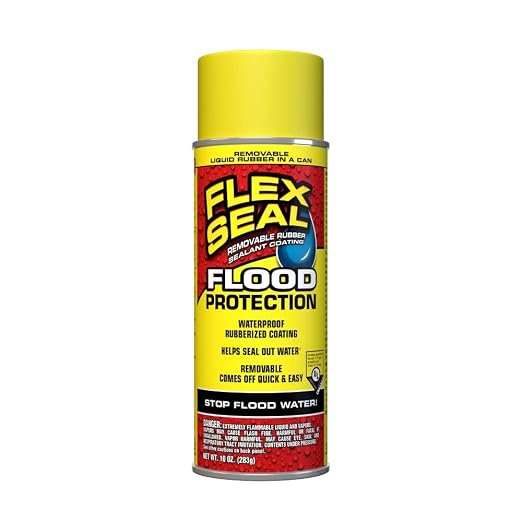 Flex Seal Spray Flood Protection, 10 oz, 1-Pack, Waterproof Rubberized Coating, Removable, Use on Door Tracks, Seams, Sills, Small Openings, Corners, and Irregular Shapes and More