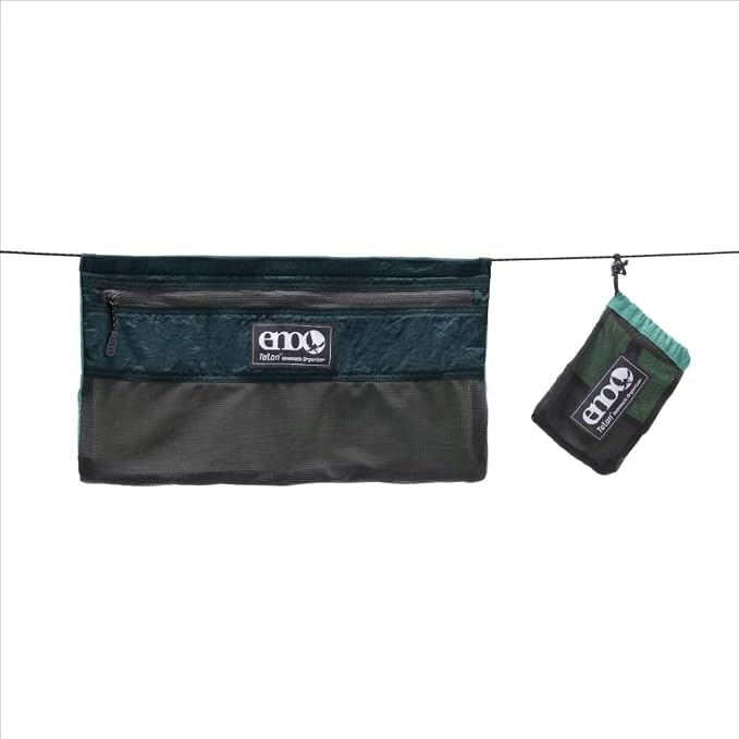 ENO Talon Hammock Organizer - Hanging Organizer for Camping & Backpacking Hammocks - Organizer Bag for Water Bottles, Travel Essentials, and Hiking Essentials - Marine/Seaglass