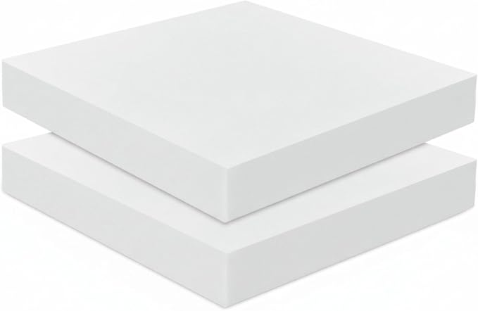 Frienda 2 Pack 3" x 19" x 19"Upholstery High Density Foam Cushion Replacement Square Cut to Size Foam Couch for Chair Couches Padding Shipping Packing DIY Cosplay Projects(White)