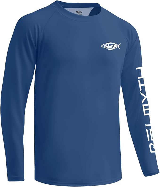 Palmyth Fishing Shirts for Men Long Sleeve UPF 50+ T Shirt Sun Protection | Quick Dry, Sun Protection, Myth-Cool Fabric, Fish Print, Moisture Wicking, Stretchy, Breathable, Fishing,Boating,Outdoor Wear