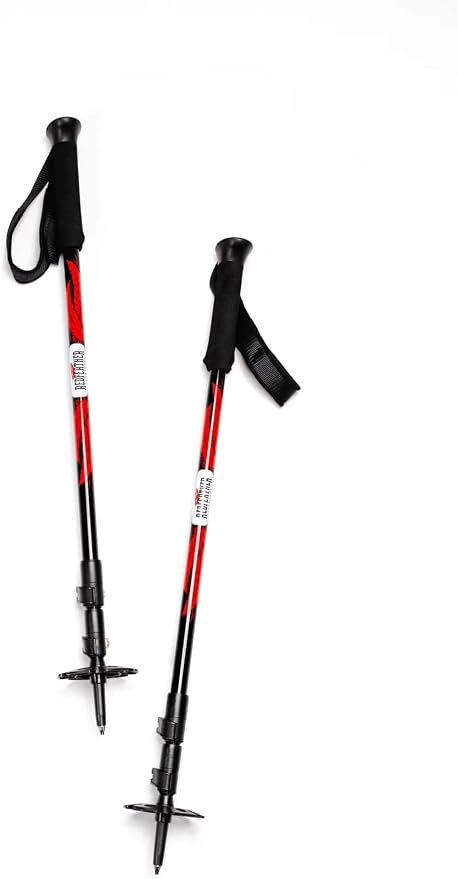 Trekking Poles – Adjustable Lightweight Hiking Poles with Snow Baskets & Carbide Tips for Winter, Rubber Tips for Summer, All-Terrain Use