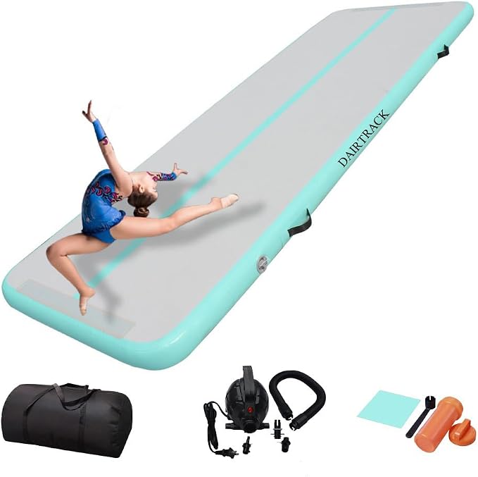 DAIRTRACK Inflatable Gymnastics Air Mat 10ft/13ft/16ft/20ft Tumble Track Tumbling Mats for Home Use/Gym/Training/Cheerleading/Yoga/Water