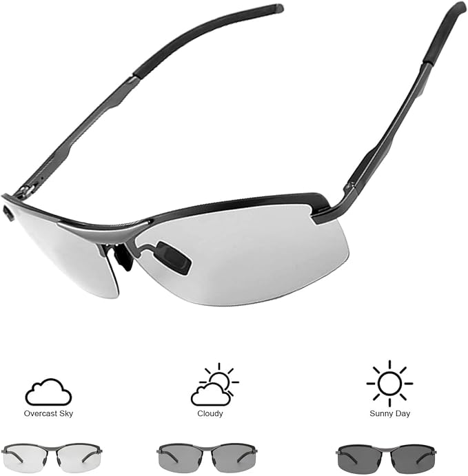 Polarized Photochromic Sunglasses for Men - UV Protection and Lightweight Sun Glasses for Driving Fishing