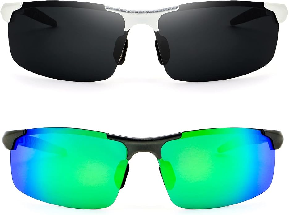 RONSOU Men Sport Al-Mg Polarized Sunglasses Unbreakable for Driving Cycling Fishing Golf