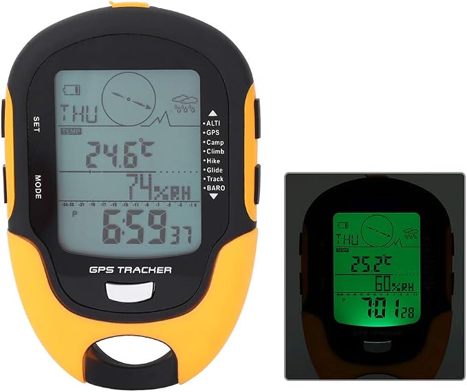 Barometer, GPS Navigation Receiver Handheld USB Rechargeable Digital Altimeter Barometer Clocks Boat Cabin for Hiking