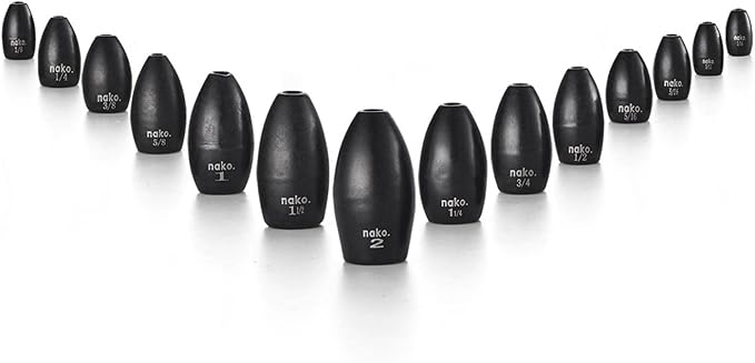 97% Pure Tungsten Flipping Weights - 10 Pack / 5 Pack - Nako Tungsten Weights - Fishing Sinkers for Bass Fishing