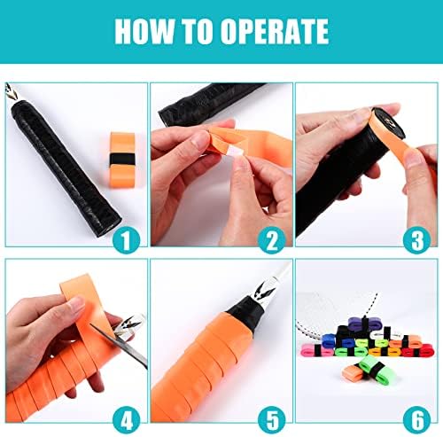 Pangda 100 Pieces Tennis Badminton Racket Overgrips Bulk Tennis Racket Grip Tape for Anti-Slip and Absorbent Grip