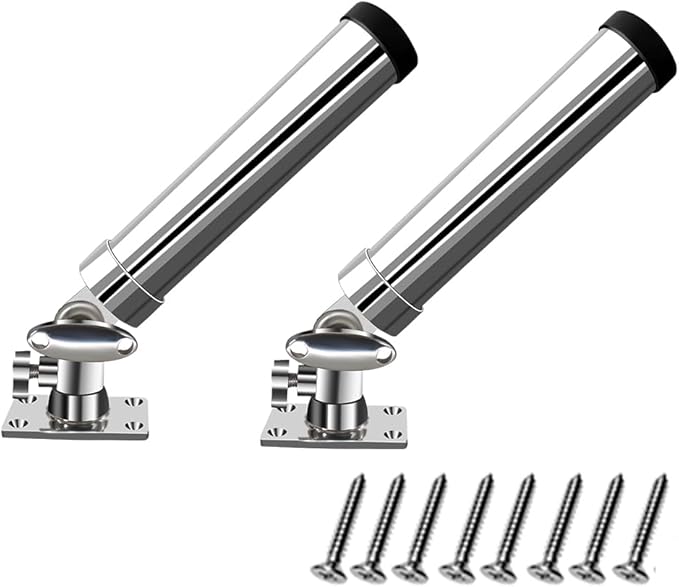 Made Set of 2 Fishing Rod Holder, 316 Stainless Steel Adjustable Fishing Pole Holder, Marine Deck Mount Trolling Rod Holder for Boat Ship Yacht