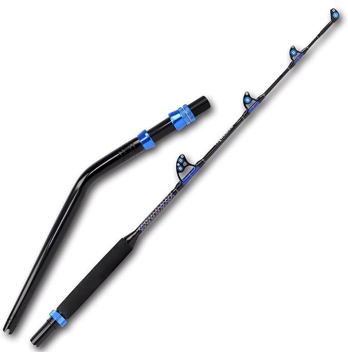 Fiblink 1-Piece Saltwater Offshore Trolling Rod Conventional Boat Rod Carbon Fishing Pole(6 Feet, 30-50 lb/50-80 lb/80-120 lb)